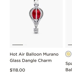 Red Hot Air Balloon Murano Glass Dangle Charm